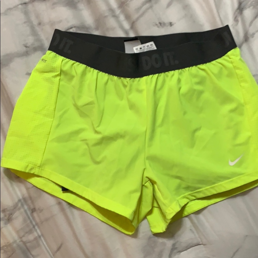 Nike pro dri fit yellow shorts